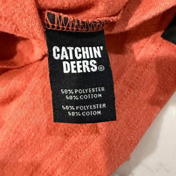 Catchin’ Deers Giddy Up Sketch Tee TShirt Mens Large Orange Hunting Funny Casual - Picture 6 of 6